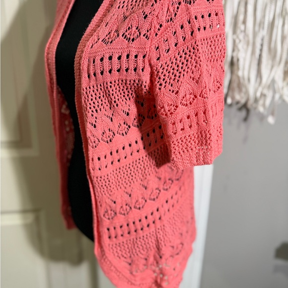 Christopher & Banks Coral Open-Knit Cardigan - Picture 2 of 6